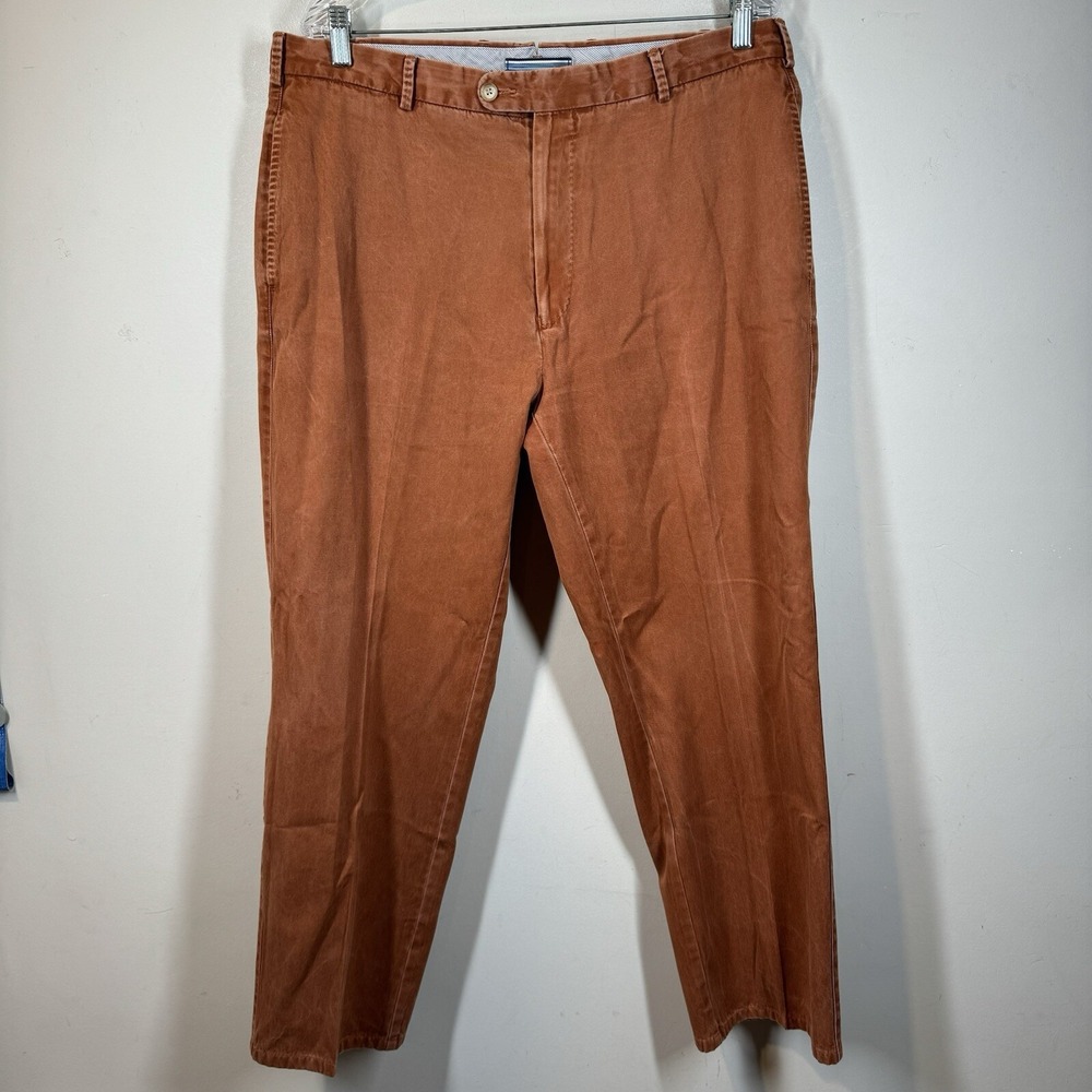 Peter Millar Pants Mens 36x27 Rust Raleigh Washed Chino Flat Front Pima Cotton